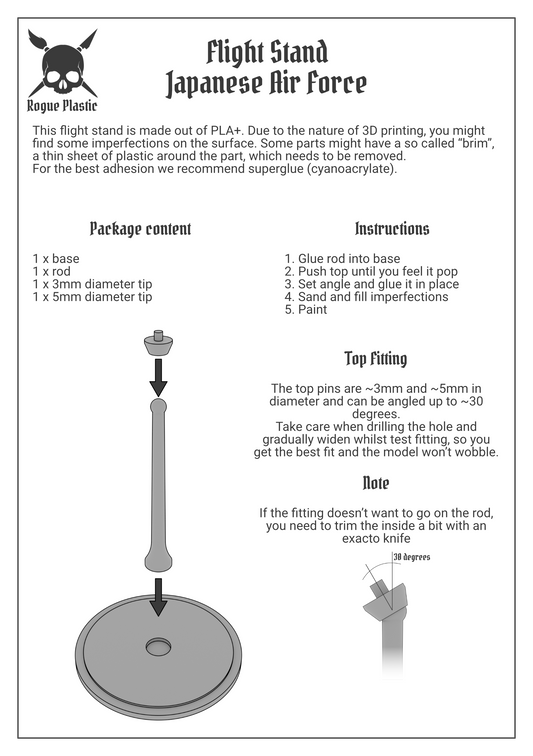 Scale Model Airplane Flight Stand With Roundel Base - Japanese Air Force