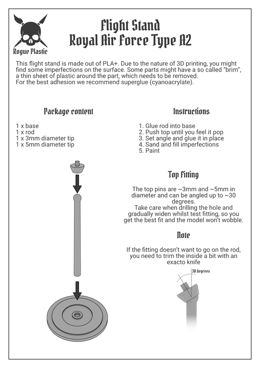 Scale Model Airplane Flight Stand With Roundel Base - Royal Air Force Type A2