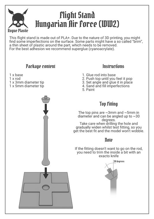 Scale Model Airplane Flight Stand With Roundel Base - Hungarian Air Force (WW2)
