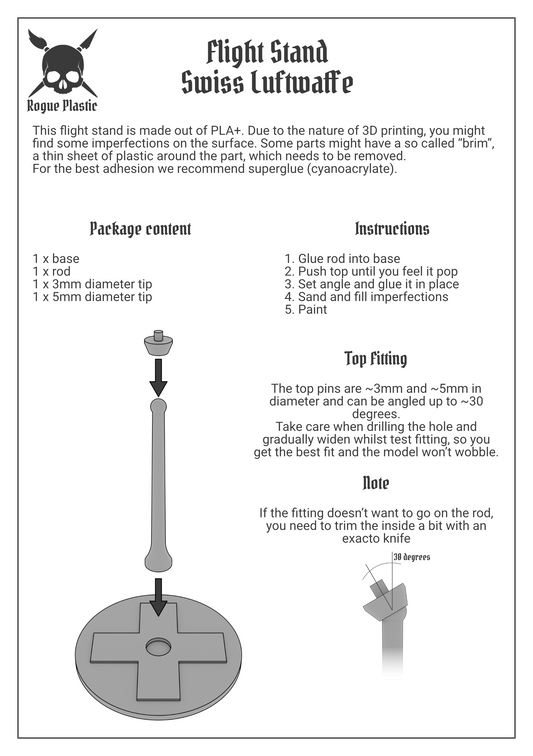 Scale Model Airplane Flight Stand With Roundel Base - Swiss Air Force