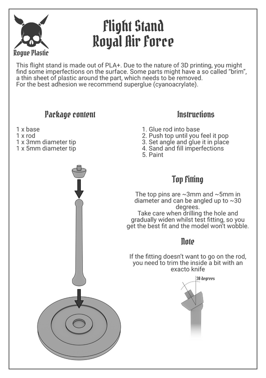 Scale Model Airplane Flight Stand With Roundel Base - Royal Air Force