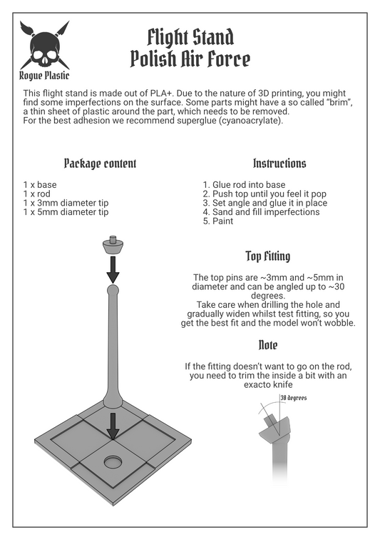 Scale Model Airplane Flight Stand With Roundel Base - Polish Air Force
