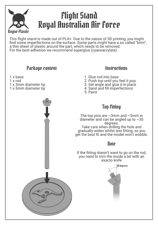 Scale Model Airplane Flight Stand With Roundel Base - Royal Australian Air Force