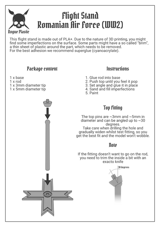 Scale Model Airplane Flight Stand With Roundel Base - Romanian Air Force (WW2)
