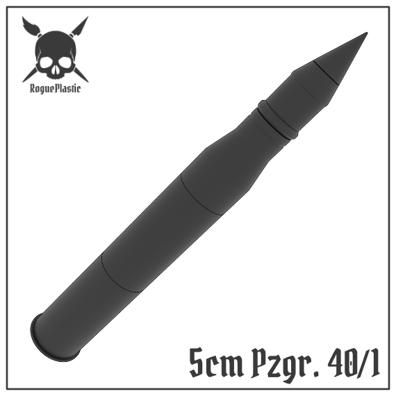 5cm Panzergranate 40/1 Pak 38 Full size Tank Shell Replica