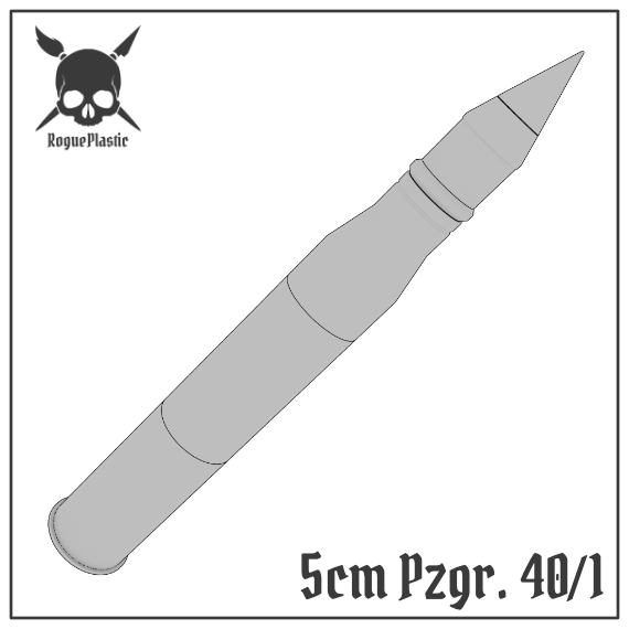 5cm Panzergranate 40/1 Pak 38 Full size Tank Shell Replica