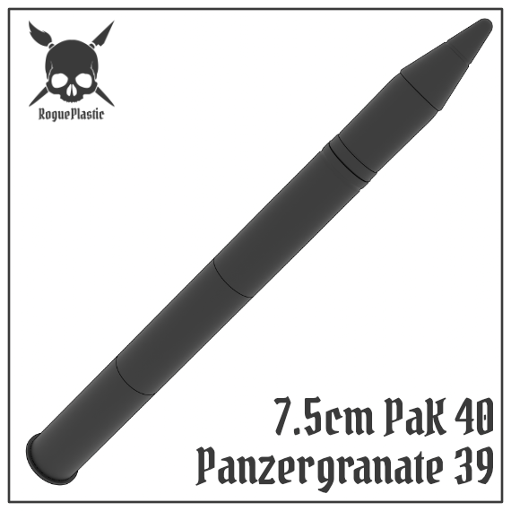 7.5cm Panzergranate 39 PaK 40 Full size Anti-Tank Round Replica