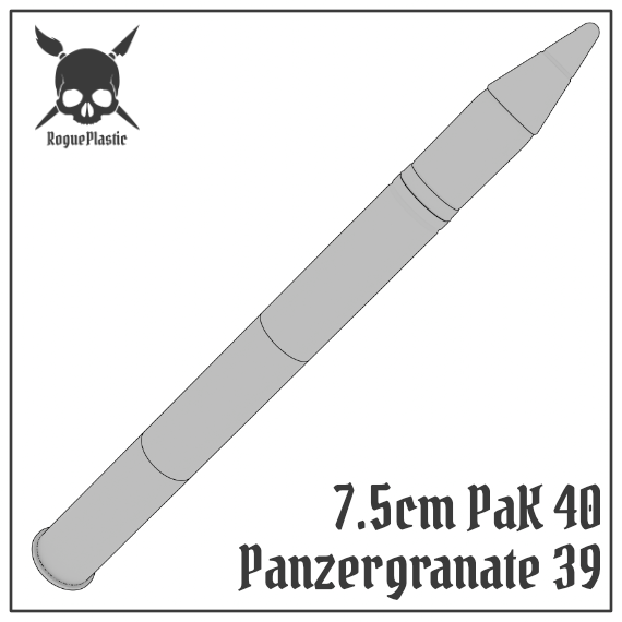 7.5cm Panzergranate 39 PaK 40 Full size Anti-Tank Round Replica
