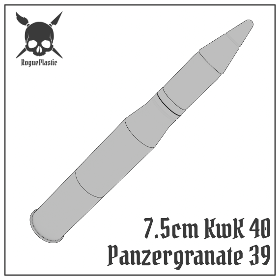 7.5cm Panzergranate 39 KwK 40 Full size Tank Round Replica