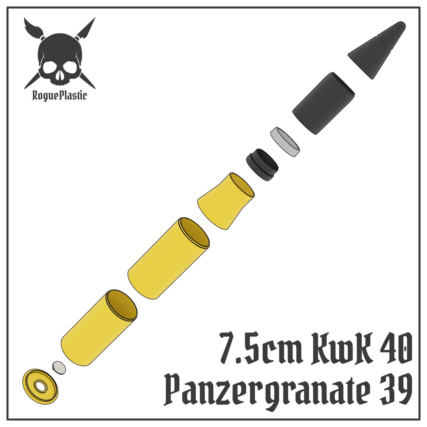 7.5cm Panzergranate 39 KwK 40 Full size Tank Round Replica