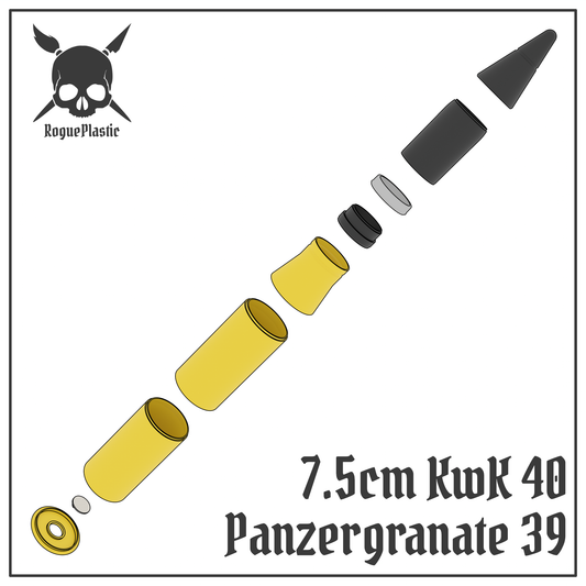 7.5cm Panzergranate 39 KwK 40 Full size Tank Round Replica