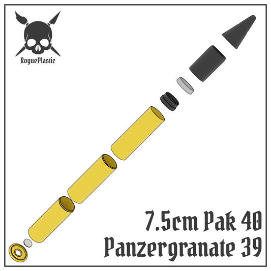 7.5cm Panzergranate 39 PaK 40 Full size Anti-Tank Round Replica