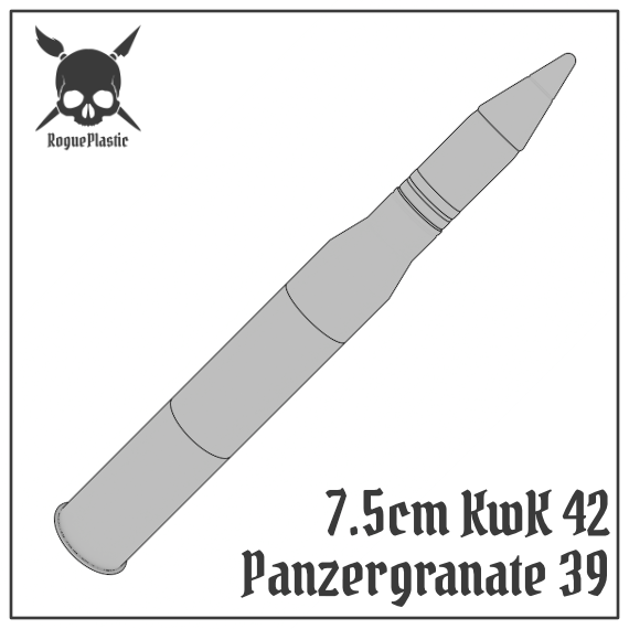 7.5cm Panzergranate 39 KwK 42 Full size Tank Round Replica