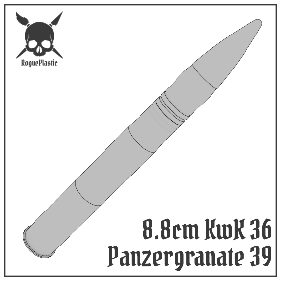 8.8cm Panzergranate 39 KwK 36 Full size Tank Round Replica