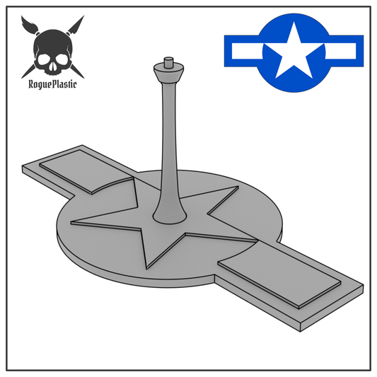 Scale Model Airplane Flight Stand With Roundel Base - United States Air Force (Mid WW2 and Post War)