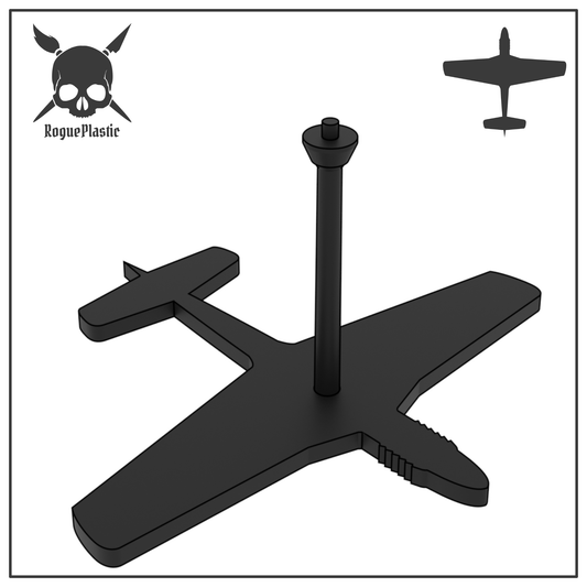 Scale Model Airplane Flight Stand With Silhouette Base - North American P-51 Mustang