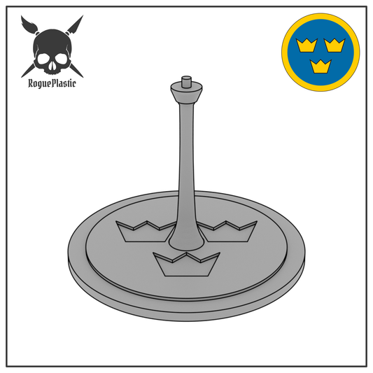 Scale Model Airplane Flight Stand With Roundel Base - Swedish Air Force