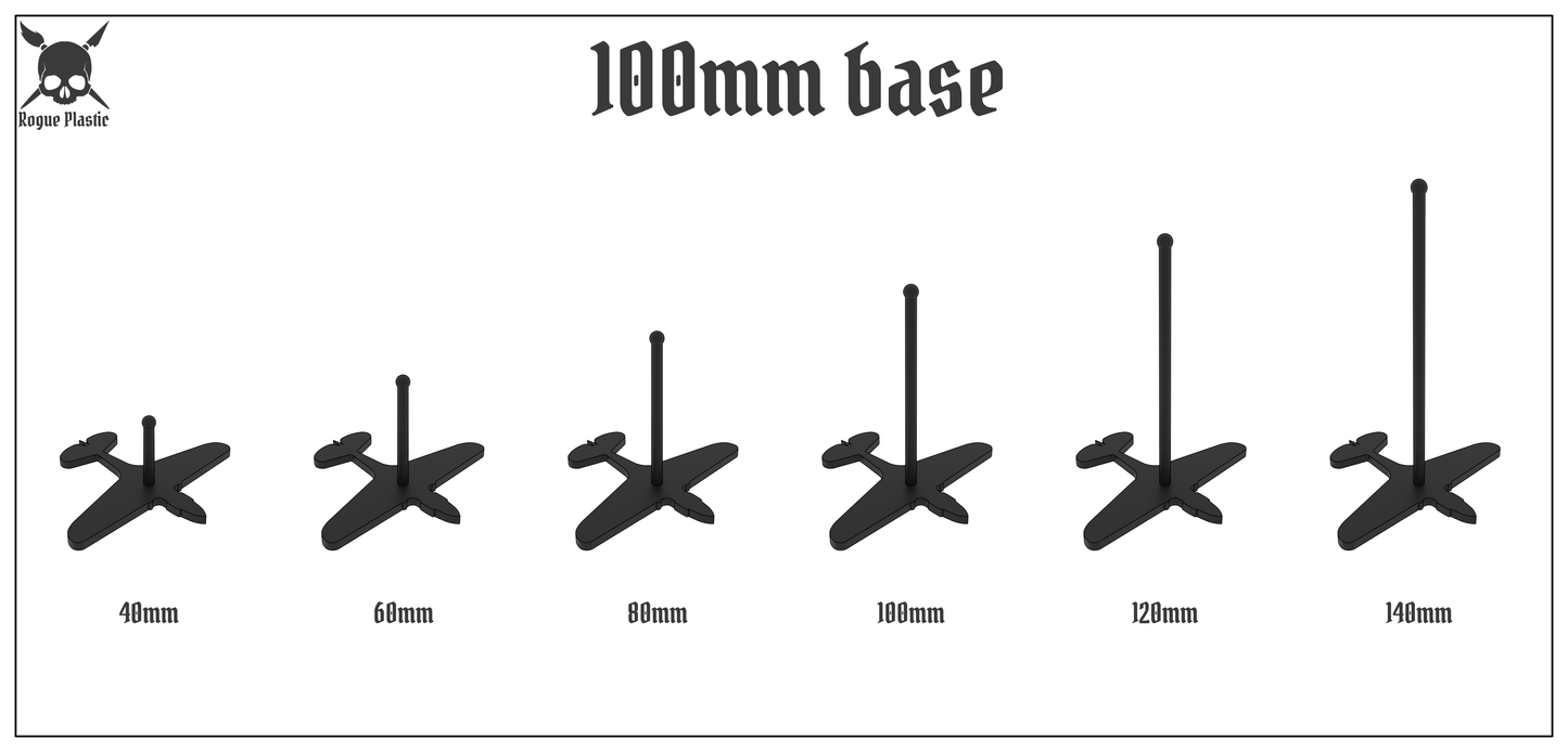 Scale Model Airplane Flight Stand With Silhouette Base - Curtiss P-40 Warhawk