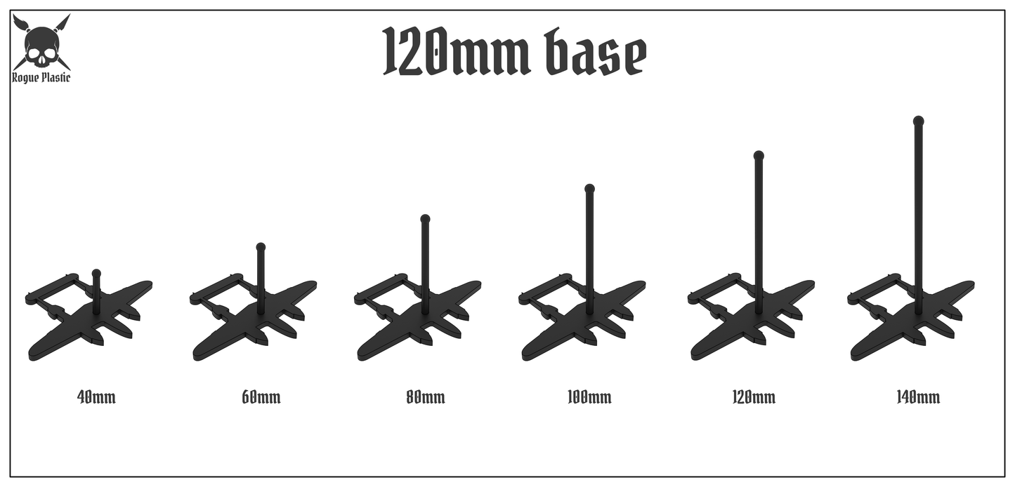 Scale Model Airplane Flight Stand With Silhouette Base - Lockheed P-38 Lightning