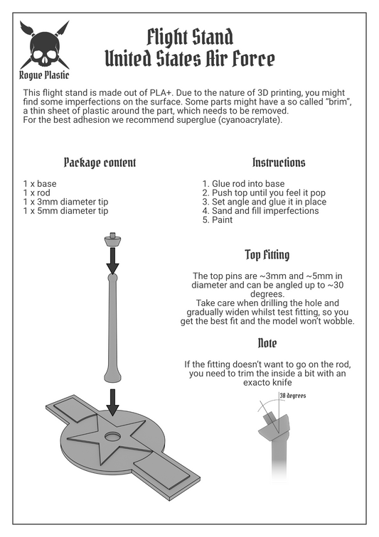 Scale Model Airplane Flight Stand With Roundel Base - United States Air Force (Mid WW2 and Post War)