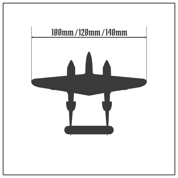 Scale Model Airplane Flight Stand With Silhouette Base - Lockheed P-38 Lightning